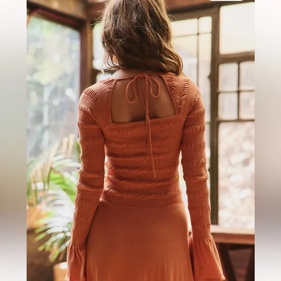 Free People Kiera Midi Dress in Candied Melon, NWT, size M - Picture 4 of 4